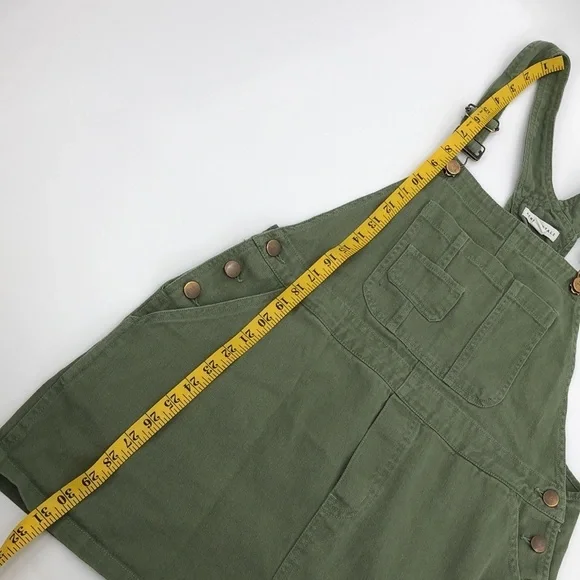 Aeropostale Solid Twill Skirtall Size L Bob Overall Carpenter Style Skirt Jumper - Picture 10 of 16